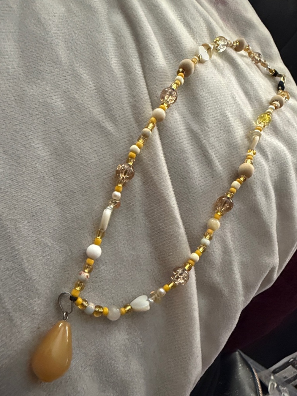 Yellow Crystal Teardrop Pendant Necklace - Unbranded